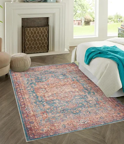 Vista 153 de GLN Rugs Traditional Collection - Alfombra de felpilla lavable a máquina, tradicional lavable, antideslizante, alfombra de felpilla de pelo corto