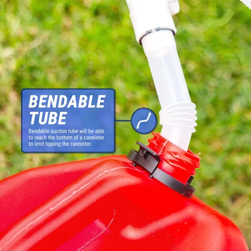 Vista 5 de TERA PUMP TRDP15 Bomba de transferencia de combustible manual de sifón de servicio pesado, flujo rápido 3.2 GPM, tubo de succión flexible, bomba