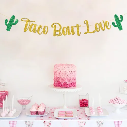 Vista 7 de MonMon & Craft Cartel de amor con temática de taco, fiesta mexicana, decoración de fiesta de compromiso, despedida de soltera, decoración de fiesta