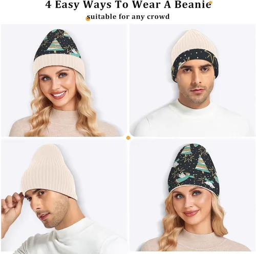 Vista 5 de Christmas Trees1 Angels Bells Beanie for Women Men Reversible Cap Warm Beanies Soft Crochet Hats for Fall Winter Y2k Multi