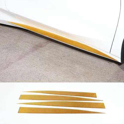 Vista 2 de Kit de calcomanías de fibra de carbono real 3D suave para decoración de falda lateral de puerta de automóvil, compatible con Corvette C8 Stingray
