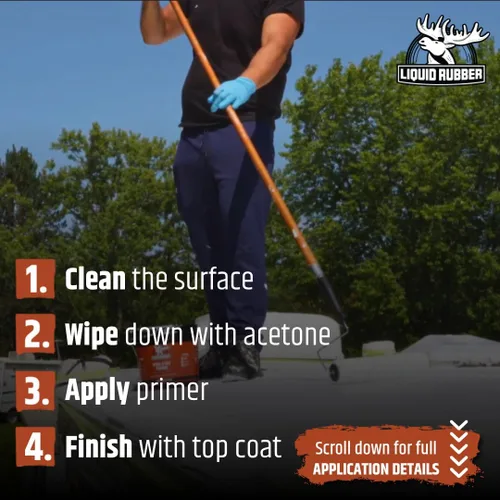 Vista 5 de Liquid Rubber Imprimación EPDM y TPO: capa base de alto rendimiento para protección de techo de RV, cámper y remolque, 1 cuarto de galón