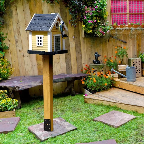 Vista 7 de Anclaje para poste de valla de hormigón húmedo de 4 x 4 pulgadas, 4 piezas (diámetro interior de 3.6 x 3.6 pulgadas), soporte de poste de valla