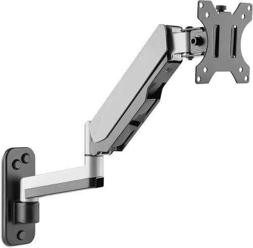 Vista 9 de AVLT Soporte de pared para monitor individual de 13 a 32 pulgadas para monitor de computadora plano/curvo, altura de movimiento completo, rotación