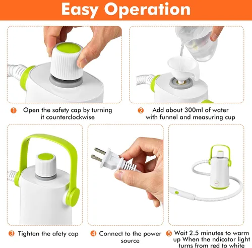 Vista 4 de LDAILY Limpiador a vapor de mano, vaporizador presurizado portátil de 1000 W, máquina de limpieza a vapor multiusos para cocina, ropa, piso