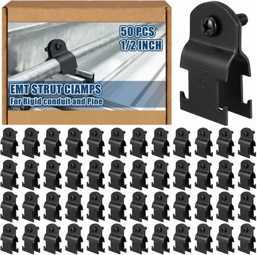 Vista 19 de Landhoow Emt Pipe - Abrazaderas universales de puntal para canal, accesorio de conducto electro galvanizado con perno y tuerca, herramienta