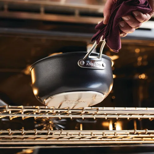 Vista 16 de Anolon X SearTech - Saucier antiadherente de aluminio con tapa, 2.5 cuartos de galón, gris súper oscuro
