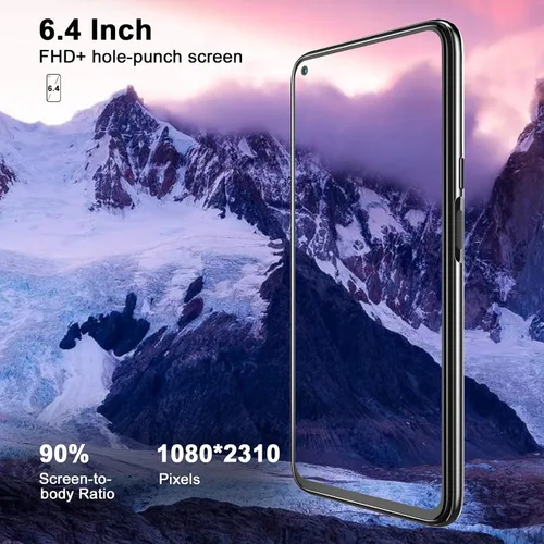 Vista 3 de Teléfono Android, X30 8GB+128GB teléfono celular desbloqueado, pantalla de 6.4 pulgadas, cámara de 48 MP, teléfono celular 4G Dual SIM, batería