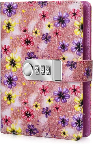 Vista 9 de ARRLSDB Diario de carpeta con cerradura, diario de cuero recargable A6 con contraseña, diario personal con bloqueo, tamaño: 7.3 x 5.3 pulgadas (azul)