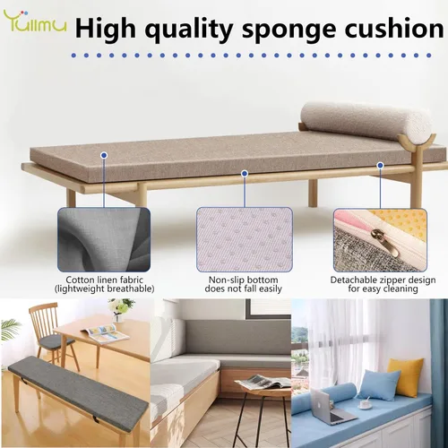 Vista 6 de Cojín de banco personalizado, asiento de ventana, silla de patio impermeable para exteriores, silla de piano de interior, espuma 50D