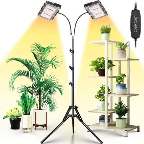 Vista 8 de LBW Luz de cultivo para plantas de interior, luz LED de escritorio de espectro completo, lámpara de cultivo pequeña con temporizador de 4 H/8H/12H