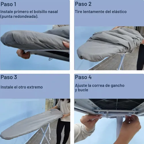 Vista 6 de VividPaw Funda y almohadilla para tabla de planchar, tamaño estándar 15"x54", acolchado grueso, borde elástico, revestimiento de silicona