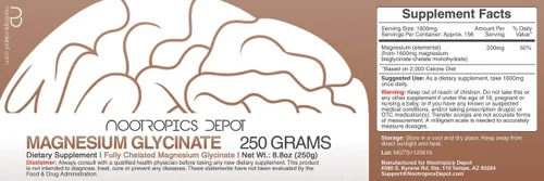 Vista 2 de Nootropics Depot Polvo de glicinato de magnesio 8.82 oz Suplemento mineral Suplemento de magnesio Apoya la salud del corazón, los músculos
