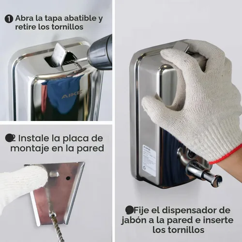 Vista 7 de AIKE Dispensador de jabón con bomba de montaje en pared de 17 oz acabado