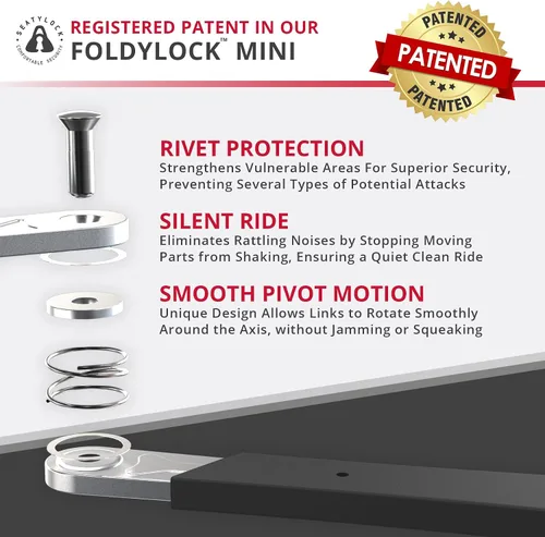 Vista 3 de Seatylock FoldyLock Mini Candado Plegable para Bicicleta - Candado de Bicicleta Ligero Patentado de Servicio Pesado - Protector Antirrobo con Llave