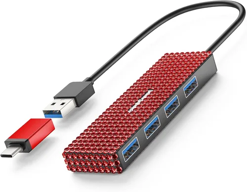Vista 2 de Divisor USB para laptop, expansor de puerto USB para laptop, adaptador de concentrador USB para PC, MacBook Pro, Mac Air, superficie, unidad flash