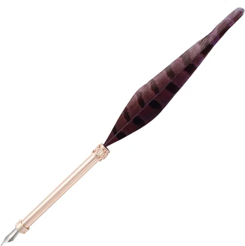 Vista 15 de Gullor Pluma de pluma vintage, pluma de inmersión de plumas naturales con caja de regalo, negro y marrón
