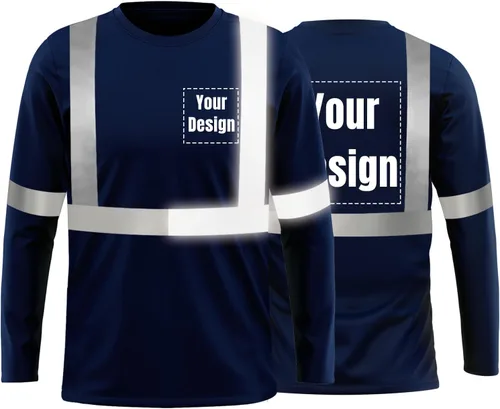 Vista 29 de La alta visibilidad reflexiva de las camisetas de la seguridad del logotipo de encargo Hola Vis de Verde neón