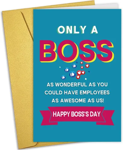 Vista 7 de Nchigedy Divertida tarjeta del día del jefe para hombres y mujeres, regalo humorístico del día del jefe para jefe, tarjeta de cumpleaños de jefe