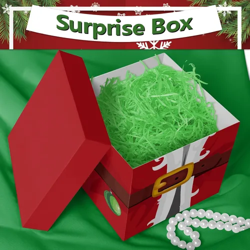Vista 6 de 7 cajas apilables de Nochebuena, cajas de Navidad apilables con temática de Papá Noel, cajas de papel para el hogar y fiesta