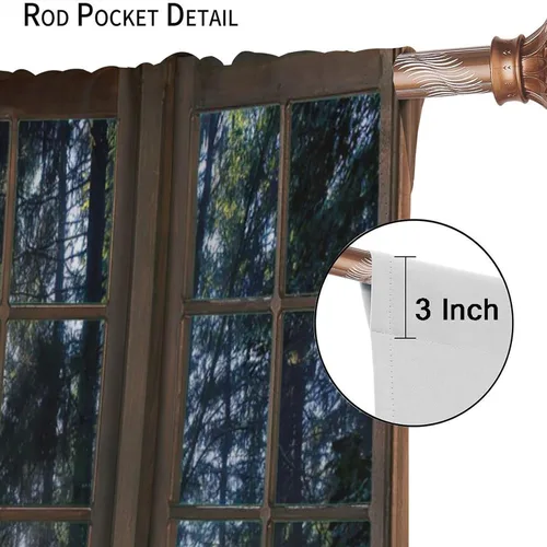Vista 106 de Cortinas de paisaje, ventana 3D, primavera, bosque, vida silvestre, paisajes de naturaleza, dormitorio, sala de estar, cortinas térmicas opacas de 2