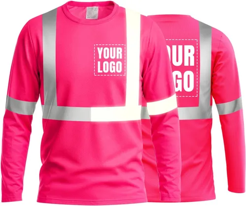 Vista 36 de La alta visibilidad reflexiva de las camisetas de la seguridad del logotipo de encargo Hola Vis de Verde neón - Estilo 8