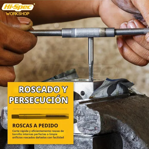 Vista 4 de Hi-Spec Juego de roscas y troqueles métricos, 20 piezas M3–M12 Kit de reparación de roscas para rosca de tornillo y perno, herramientas básicas