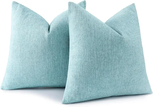 Vista 16 de decorUhome Juego de 2 fundas de almohada decorativas de felpilla otoñal de 12 x 20 pulgadas, fundas de almohada lumbares de granja neutra con Azul