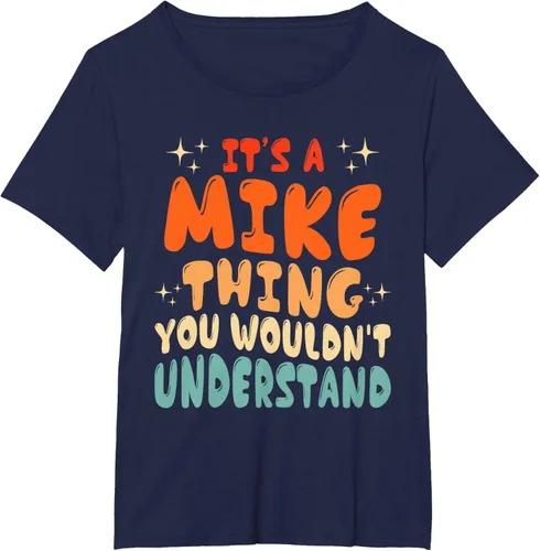 Vista 19 de Camiseta retro de los años 80 con texto en inglés "It's A Mike Thing You Wouldn't Understand", Negro