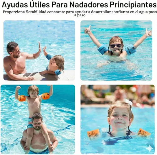 Vista 3 de Inflatable Arm Floaties for Kids, Blow up Arm Bands, Children Swimm Rings