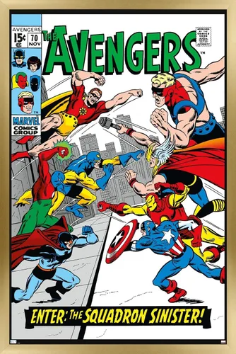 Vista 15 de Trends International Marvel Comics Avengers #70 - Póster de pared, 22.4 pulgadas de largo x 14.7 pulgadas, versión enmarcada en madera de granero