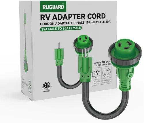 Vista 8 de RVGUARD Cable adaptador RV de 30 amperios a 110 voltios con conector
