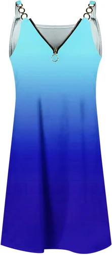 Vista 4 de Ke1Clo Holiday Essentials for Women Fashion Women Summer Casual Pleated V-Neck Bandage Floral Printed Camis Dress
