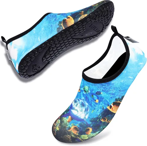Vista 4 de VIFUUR - Zapatos para deportes acuáticos, calcetines acuáticos, de secado rápido, para yoga, con sensación de andar descalzo, sin cordones