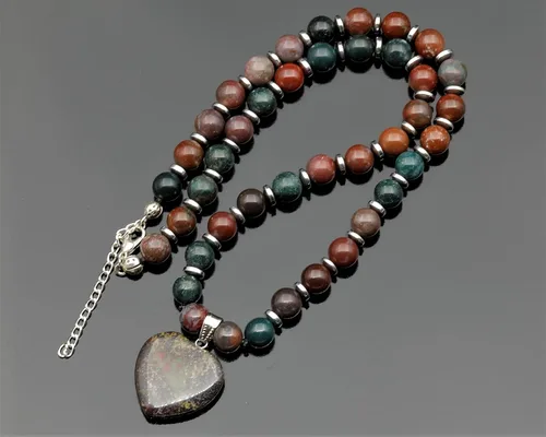 Vista 70 de Colgante de corazón de aventurina natural, Collar de cuentas de aventurina genuina, Collar de piedra verde, Collar de piedras preciosas, Cuentas