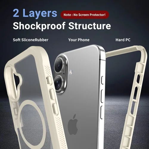 Vista 2 de Funda magnética para iPhone 17, protección resistente, color blanco antiguo