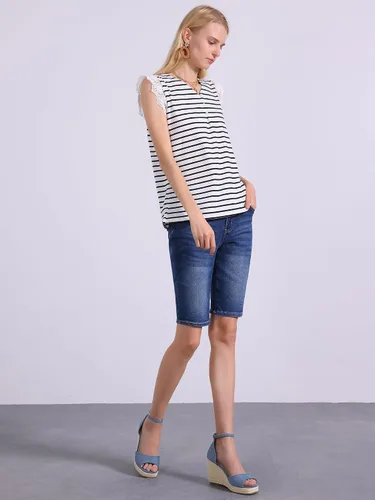 Vista 14 de Allegra K Sandalias de tacón de cuña con correa de tobillo y plataforma para mujer