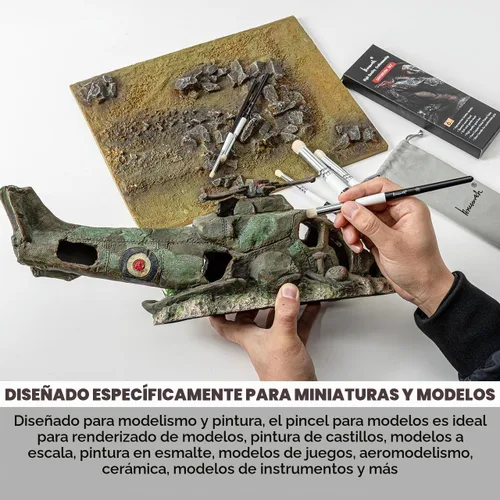 Vista 6 de Brusarth Juego de pintura en miniatura de cepillo seco, pincel de pintura