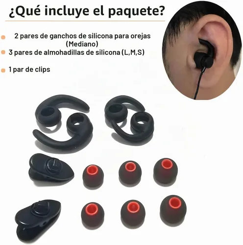 Vista 5 de Aletas universales para los oídos, puntas de auriculares de repuesto