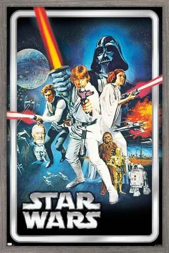 Vista 12 de Trends International Star Wars: A New Hope - Póster clásico de pared, 34 pulgadas de largo x 22.4 pulgadas, versión enmarcada en blanco