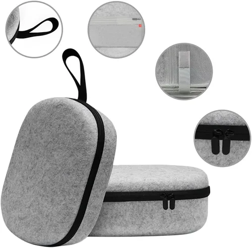 Vista 5 de AZURAOKEY Funda de transporte compatible con Vision Pro, a prueba de golpes, funda de viaje con bolsillo de malla, funda de gran espacio VR