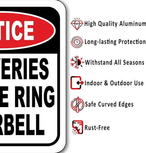 Vista 5 de Aviso Entregas Please Ring Doorbell - Letrero compuesto de aluminio de 8.5 x 10 pulgadas, instrucciones de entrega para mis paquetes, compuesto