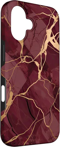 Vista 3 de iPhone 16 Burgundy and Yellow Metamorphic Pattern Case