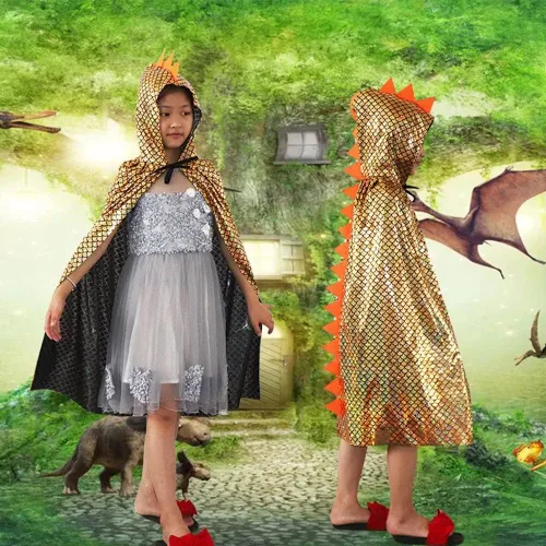Vista 5 de Halloween Dinosaur Costume for Kids Dragon Costume Dinosaur Dress Up Cape Cosplay 3-12 Years Old for Boys Girls