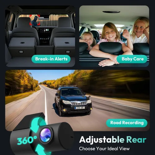 Vista 4 de BOTSLAB Cámara de salpicadero 4k delantera y trasera, monitor de estacionamiento 24/7 con kit cableado, dashcam ultra gran angular de 170°, ADAS