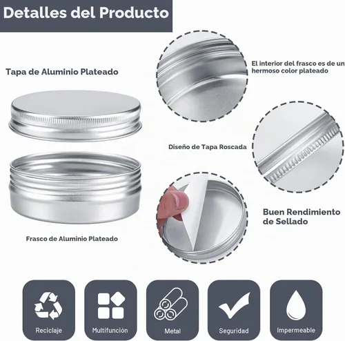 Vista 3 de Moretoes Paquete de 8 latas de 2 onzas con tapas, recipientes de lata