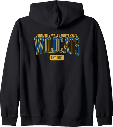 Vista 2 de Johnson and Wales University JWU Wildcats Est. Sudadera con capucha y cremallera, Negro
