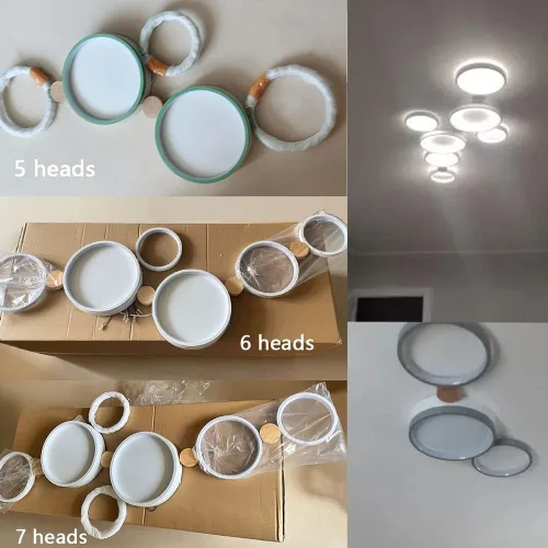 Vista 5 de Lámpara de techo LED de 3 luces, 22 pulgadas, moderna lámpara de techo empotrada de madera de 20 W regulable para sala de estar, dormitorio, cocina