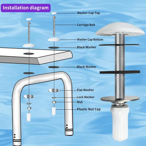 Vista 4 de 67-209-911-SS - Kit de pernos de acero inoxidable para tabla de buceo, kit de pernos de montaje para tabla de buceo de piscina compatible con dos