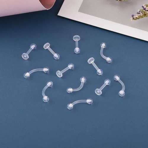 Vista 4 de FECTAS Retenedores para cartílago, hélice, daith, tragus, nariz, labio, cejas, anillos transparentes Bioflex 16G, 516